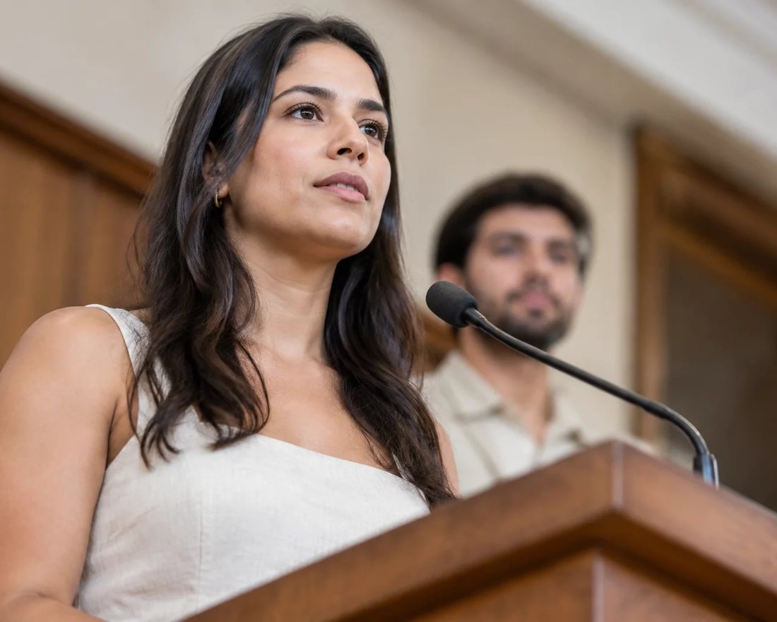 Participante ergue a mão para pedir a palavra numa mesa coberta de folhas anotadas